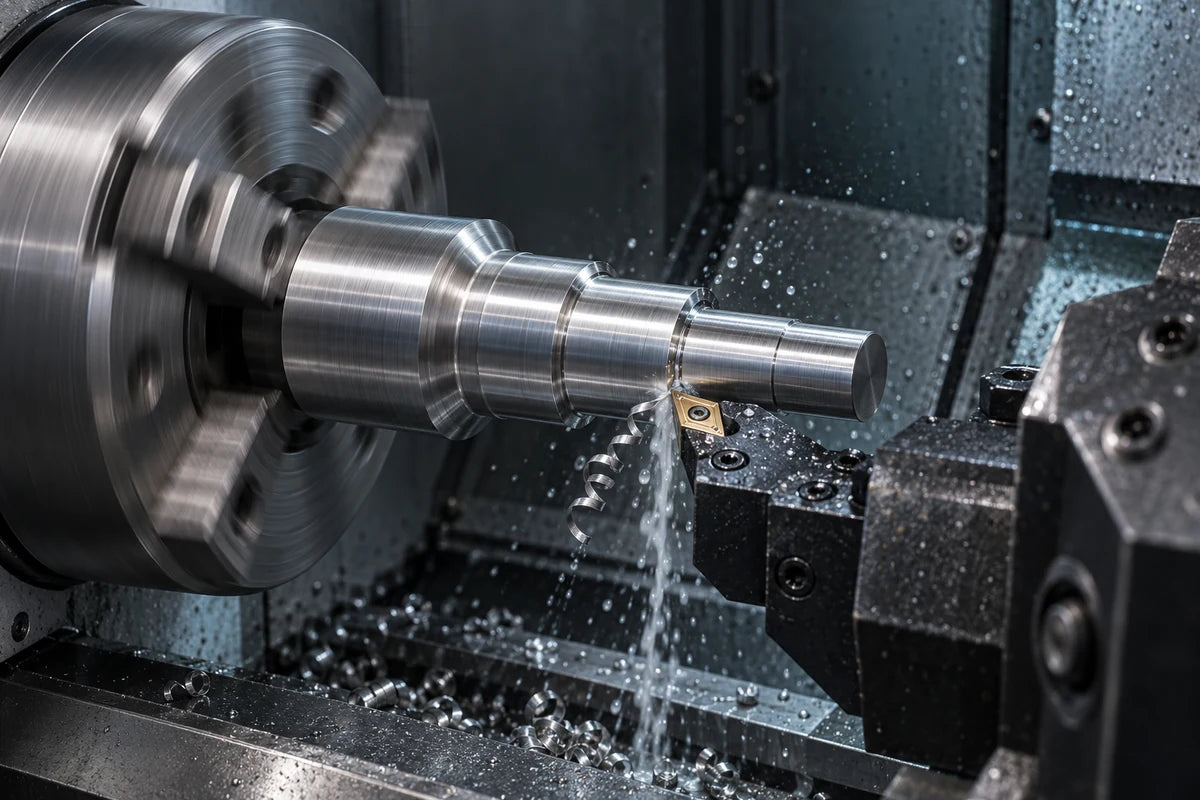 Cutting a stepped shaft in a CNC lathe