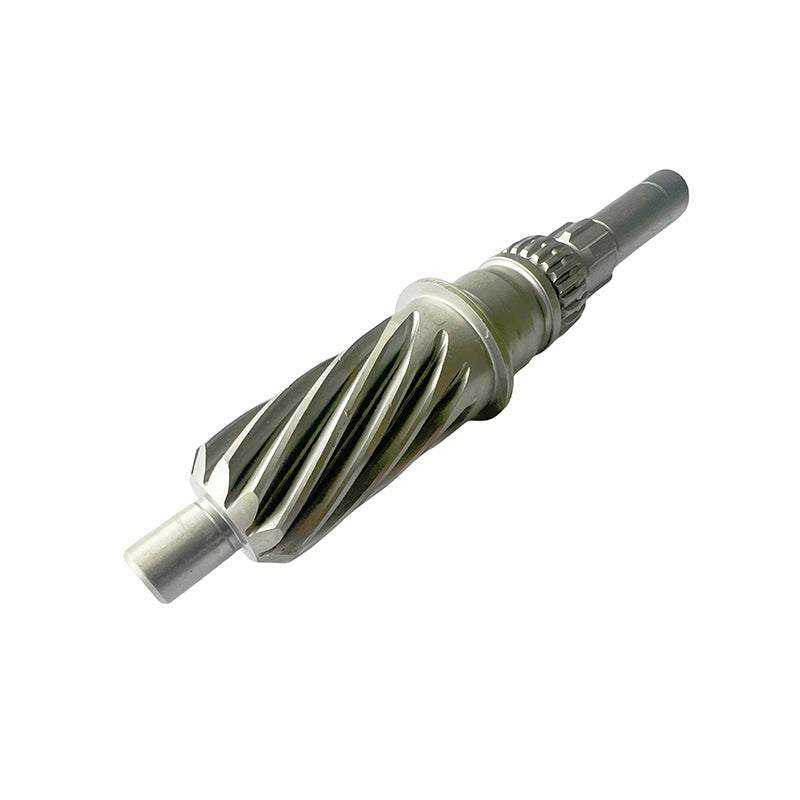 High-precision low-carbon steel pinion gear with external splines and heat-treated surface for durability and accurate fit