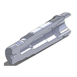 Lower Assist Shaft made of medium-carbon steel with external and internal splines, precision machined and laser marked