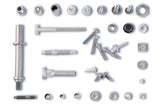 Close-up of high-strength bolts and nuts arranged on a surface