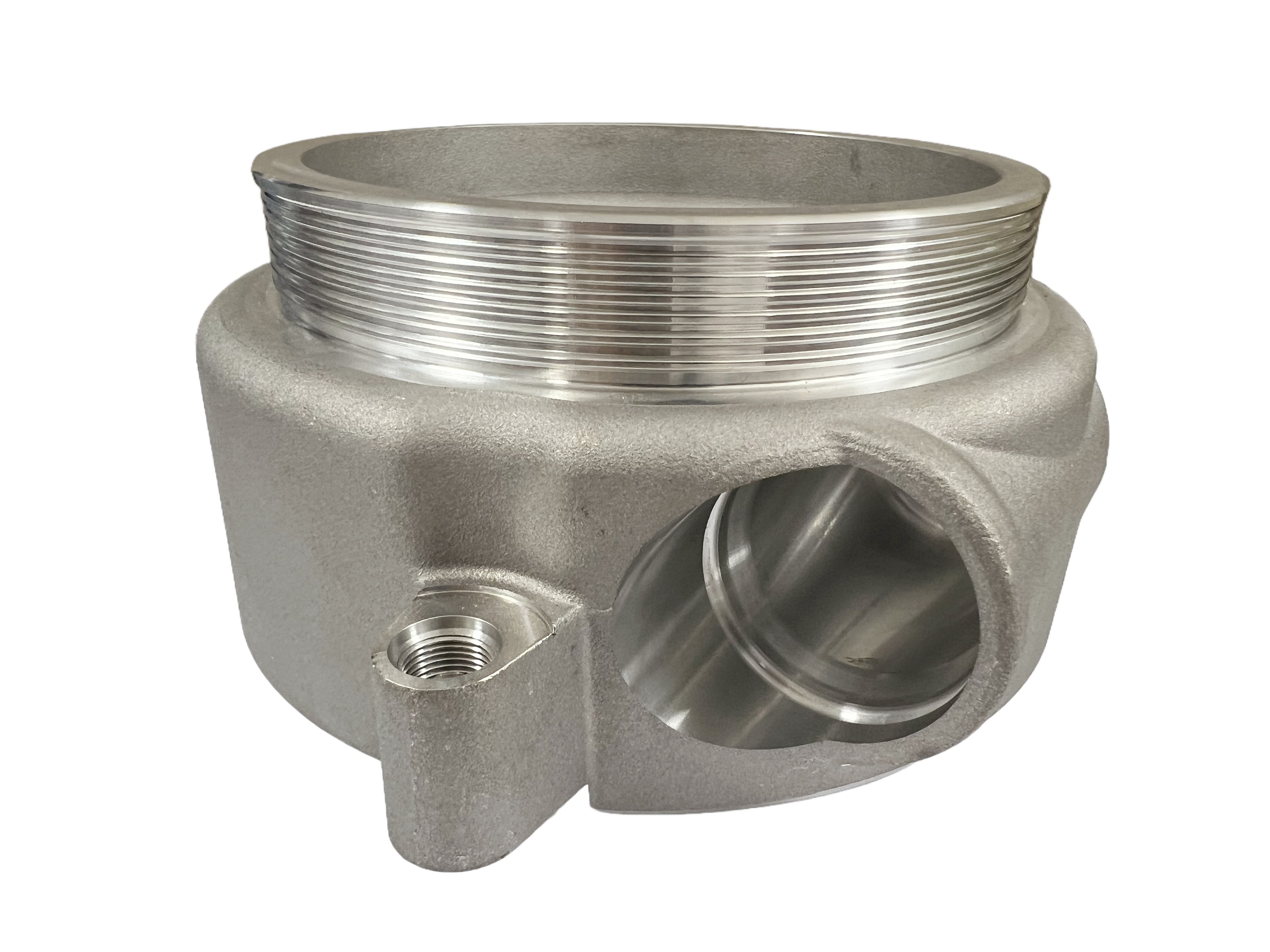 Real cast aluminum chamber component, exterior view