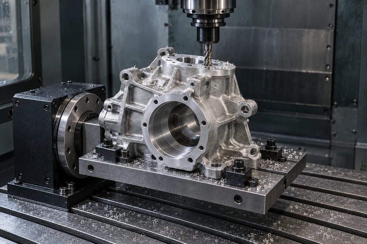 Milling an aluminum housing on a horizontal indexing fixture