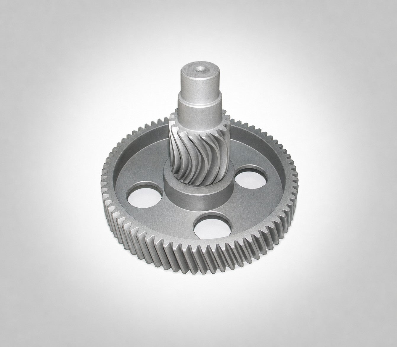Gearbox related gear shaft assembly with spur and helical gear features