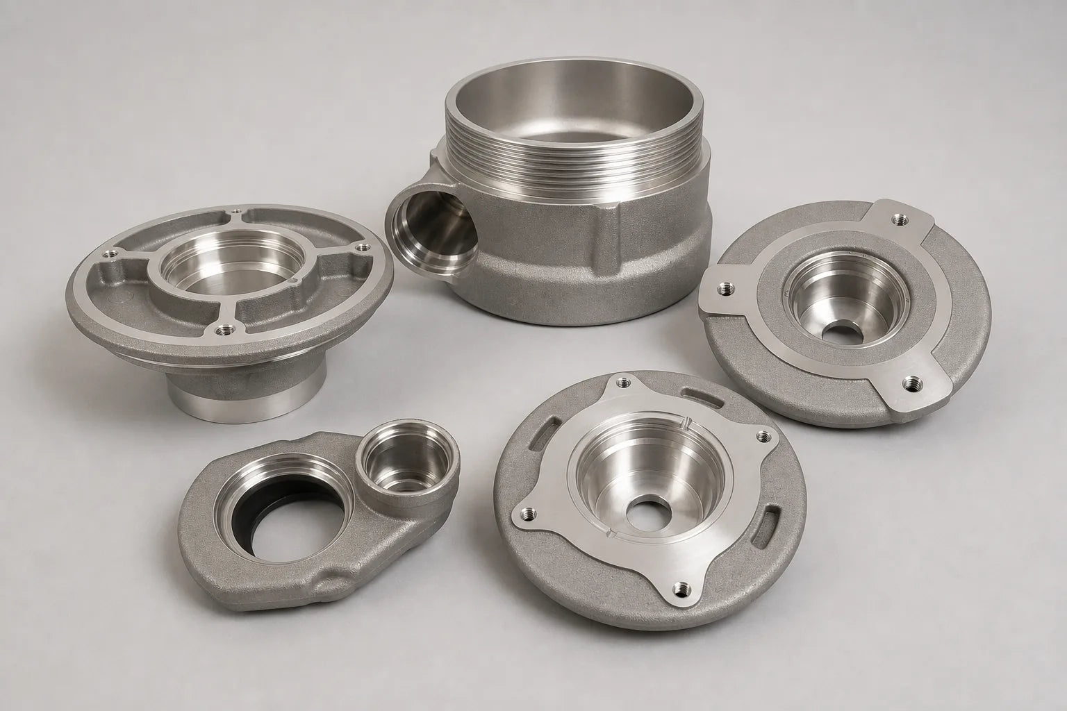 Machined cast component group for casting manufacturing overview